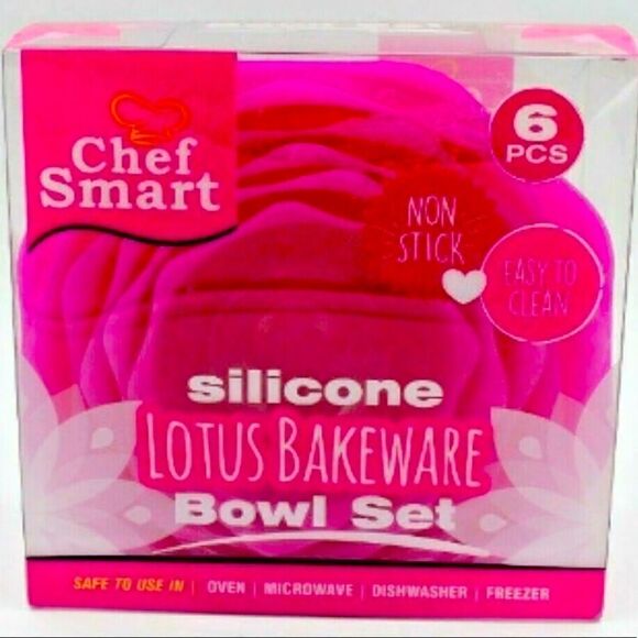 Chef Smart Silicone Lotus Bakeware Bowl 6 Piece Set - Picture 1 of 7